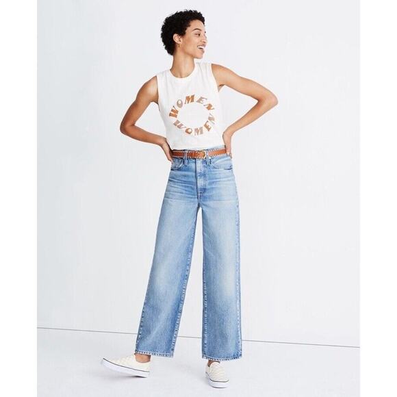 Rivet & Thread Madewell Jeans Women 31 High Rise Wide Leg Mason Light Wash Blue - Picture 5 of 16